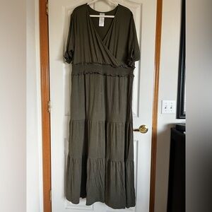 Serra Olive Green Maxi  Dress